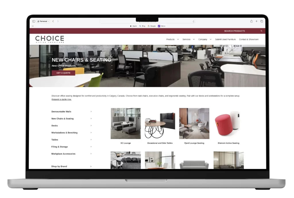 Website design for Calgary office furniture business